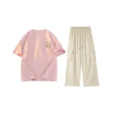 Clothing Sets (Pink Top+Apricot Pants)