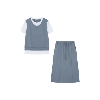 Mo Han Yi Mei Skirt Set Women's Dusty Blue