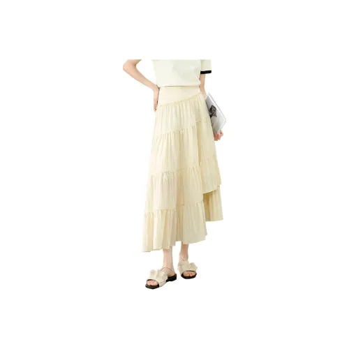 SENTUBILA Casual Long Skirts Women's Pear Blossom Yellow
