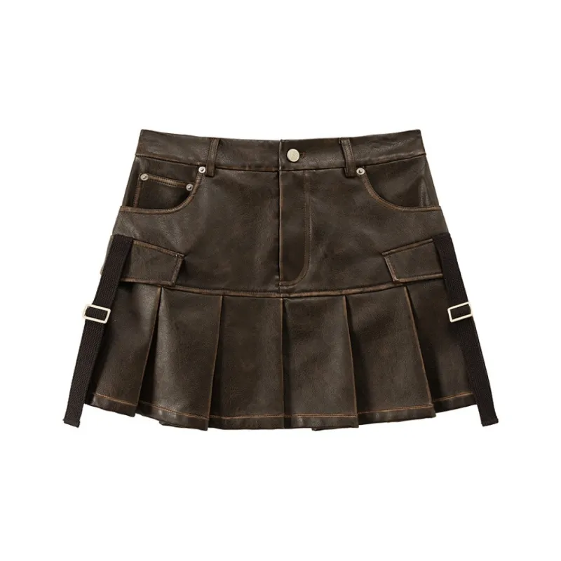 CHUU Casual Short Skirts Women's Red Brown-0