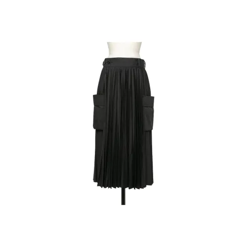 Sacai X Thomas Mason Pleated Midi Poplin Skirt
