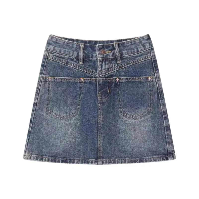 ZAVK Denim Short Skirts Women's Vintage Blue-0