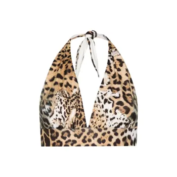 Roberto Cavalli Jaguar Skin print Bikini Top