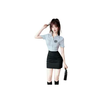 DGMZ Uniforms Women's White Shirt Black Dress Clothing Set