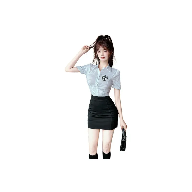 DGMZ Uniforms Women's White Shirt+Black Skirt Clothing Set-0