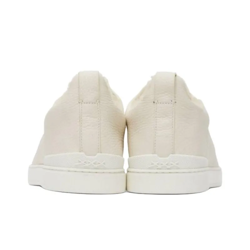 Zegna Triple Stitch Low Top Skateboard Shoes Men's Beige-3