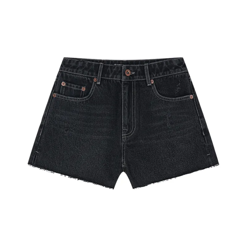 UOOYAA Denim Shorts Women's Black-0