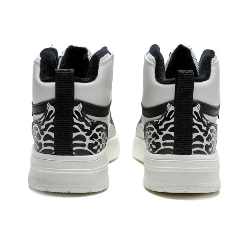 QIAODAN Dry Anti Slip Wear Resistant High Top Skateboard Shoes Men's Gray Black-3