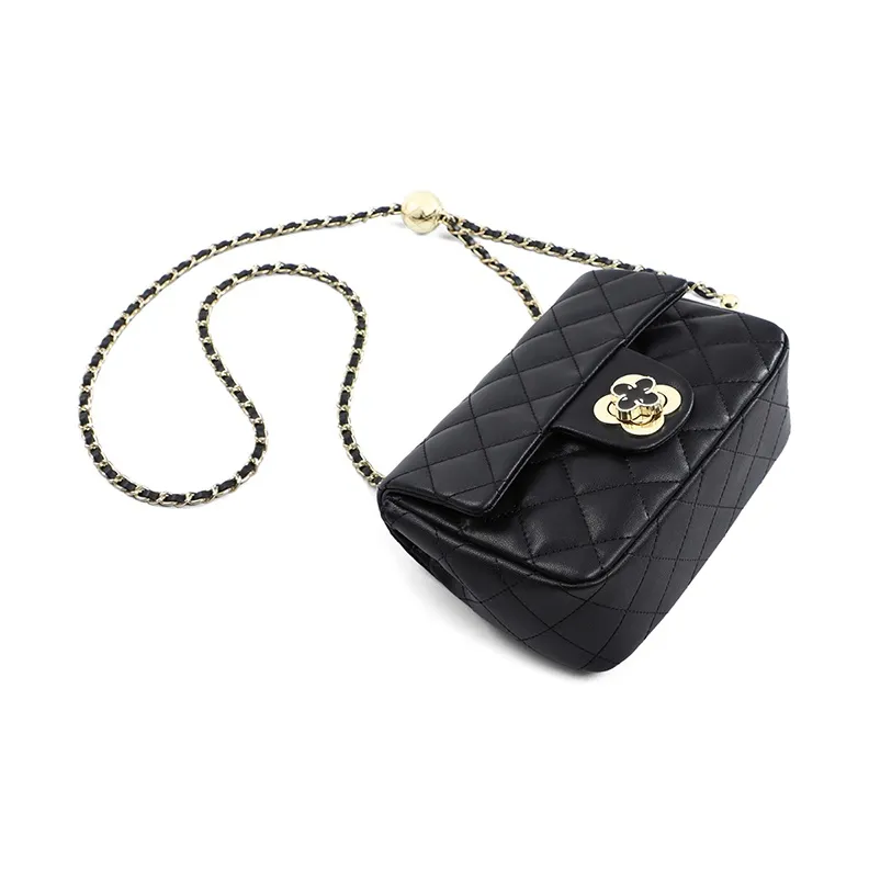 EBLAN Cow Leather Shoulder Bag, Crossbody Bag, Small Square Bag Regular Women's Black-3