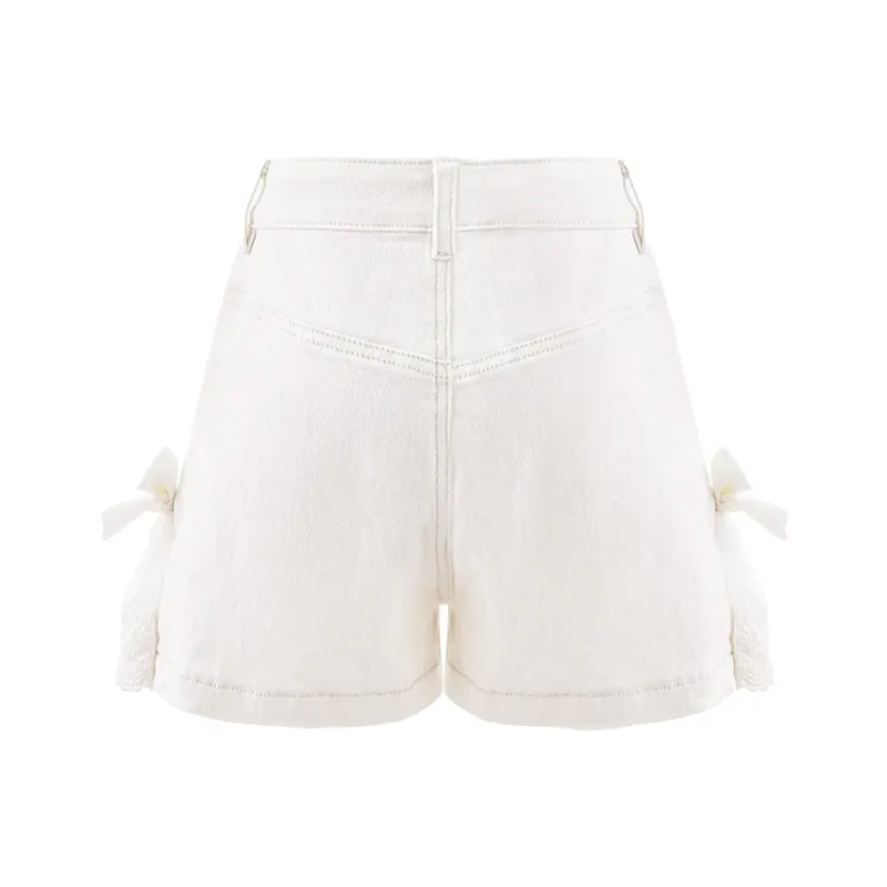 Blovelan Denim Shorts Women's Creamy Apricot-1