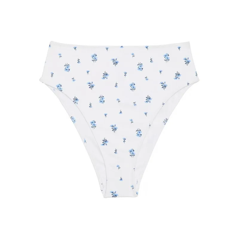 Victoria's Secret PINK HIGH-WAIST CHEEKY BIKINI BOTTOM / OPF Swimming Shorts Women's Light White Floral-0