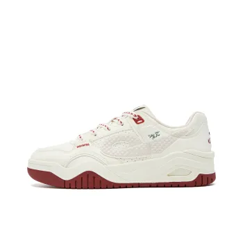 QIAODAN Coverage Balance Lightweight Low Top Skateboard Shoes Women's Ivory White Iron Red