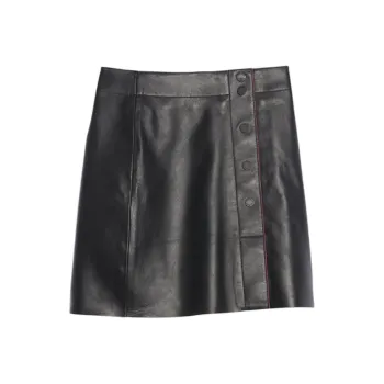 Sandro Leather Short Skirts Women's Black