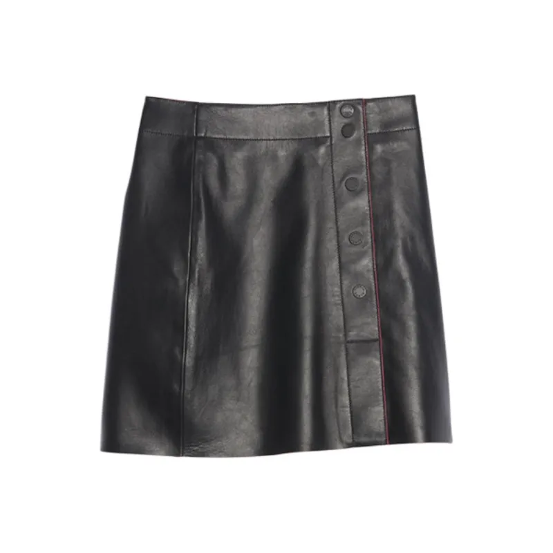 Sandro Leather Short Skirts Women's Black-0