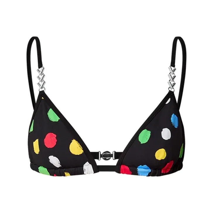 LOUIS VUITTON X Yayoi Kusama Painted Dots Bikini Top Black-0