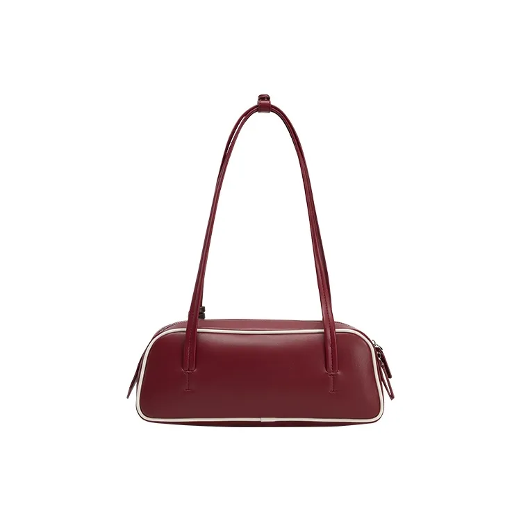 URBAN REVIVO Artificial Leather Boston Bag, Shoulder Bag Medium Size Women's Total Crimson/Royal Blue-2