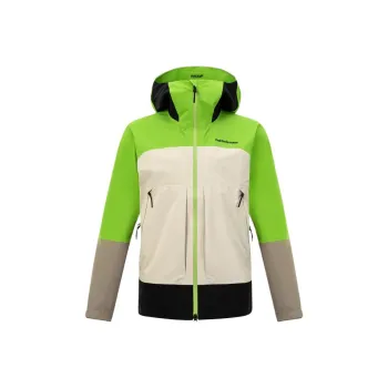 PEAK PERFORMANCE Waterproof, Windproof, And Breathable Windbreaker Jacket Men's Shimmering Green/Light Sand/Black
