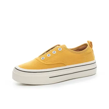 POOQ Abrasion Resistant Height Increasing Low Top Canvas Shoes Women's