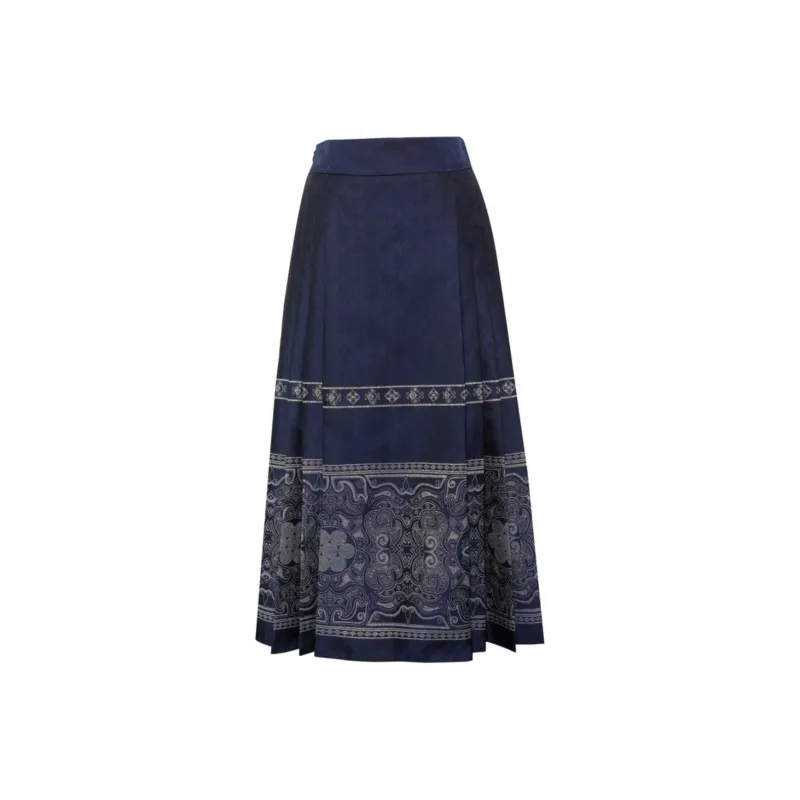 BBLLUUEE SS24 Casual Long Skirt Women's Ink Blue-0
