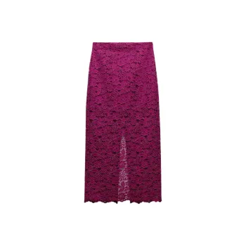 ZARA Casual Long Skirts Women's Dark Purple Red