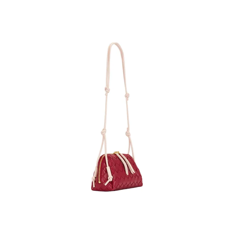 Bottega Veneta Concert Cow Leather Shoulder Bag Kids' Rose Red-2