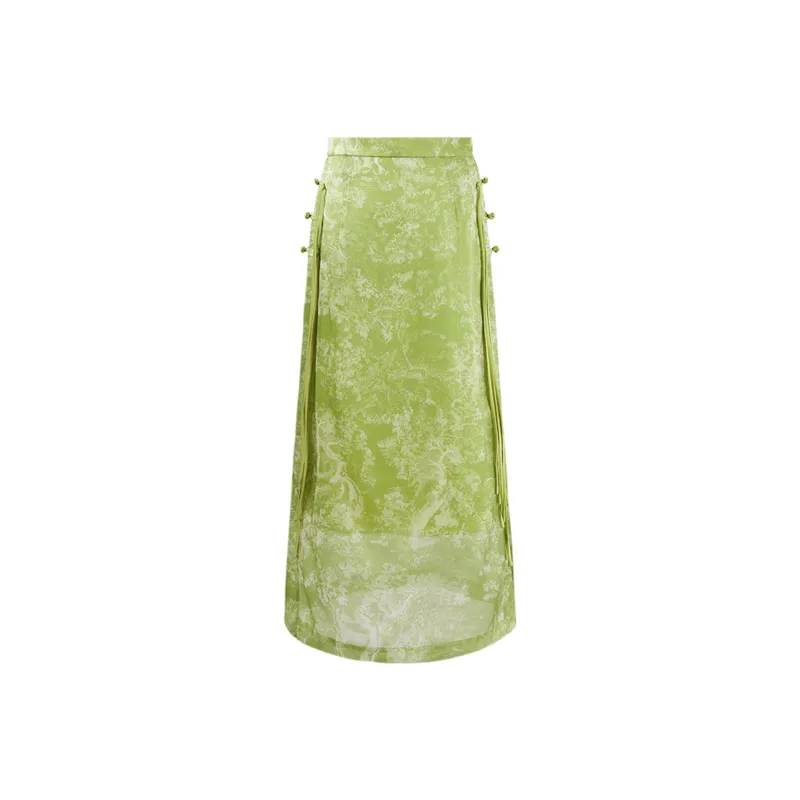 COCOON Casual Long Skirt Women's Green-0