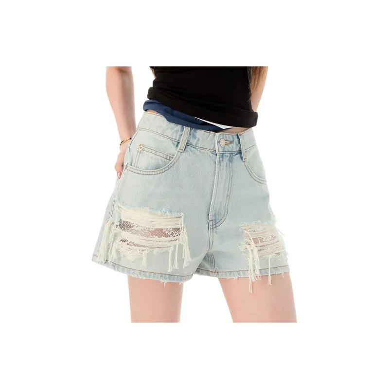 NVRFRGT Denim Shorts Women's Light Blue-0