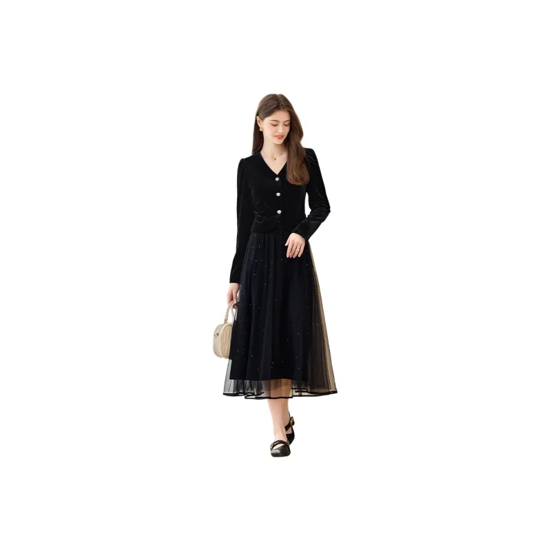 TOUCH Two Piece Skirt Sets Women's Black-0