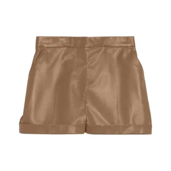 MaxMara Andorra Collection Nappa Leather Shorts Casual Shorts Women's Brown