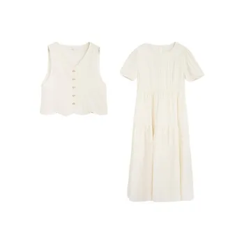 ZIHAN Skirt Set Women's Beige Base With Embroidery
