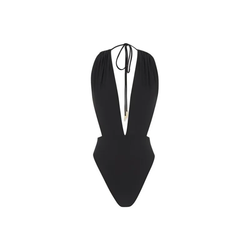 SAINT LAURENT Backless V Halter Swimsuit-0