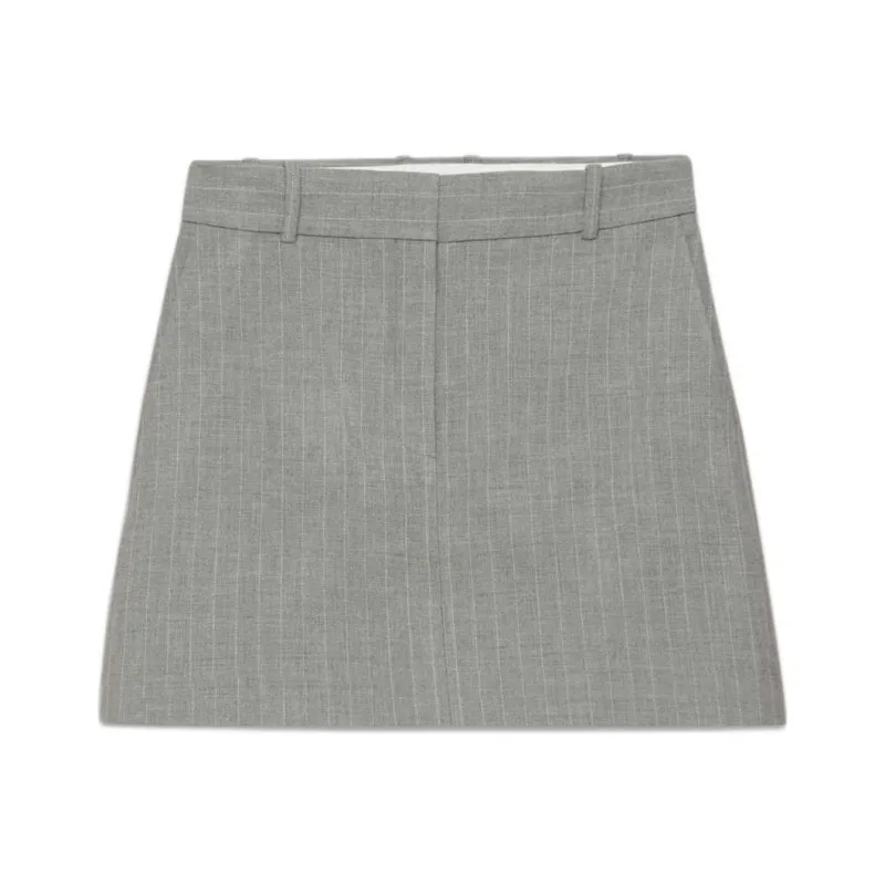 ARITZIA Babaton Chisel Skirt Casual Short Skirts Women's Black Stripe Dark Gray/Gray Stripes-0