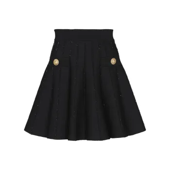 BALMAIN Sparkly Flared Knit Skirt