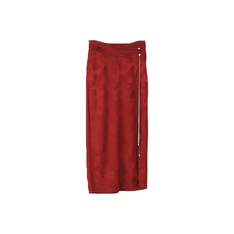 Ginger Casual Long Skirts Women's Maroon Skirt-0