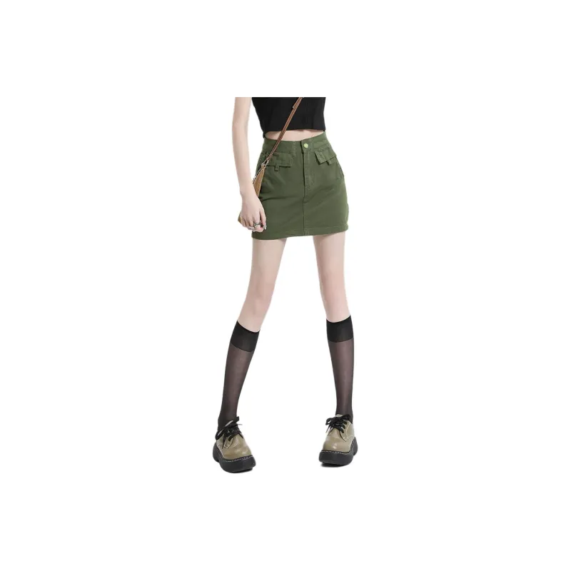 Weixi Cargo Short Skirts Women's Army Green-0