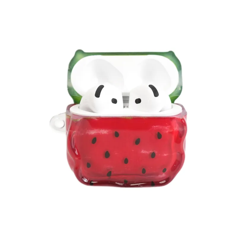 Wei Xin Apple AirPods 4/2/3/4th Generation/AirPods Pro/Pro 2 TPU Wave Edge Watermelon Pendant Headphone Cases-1