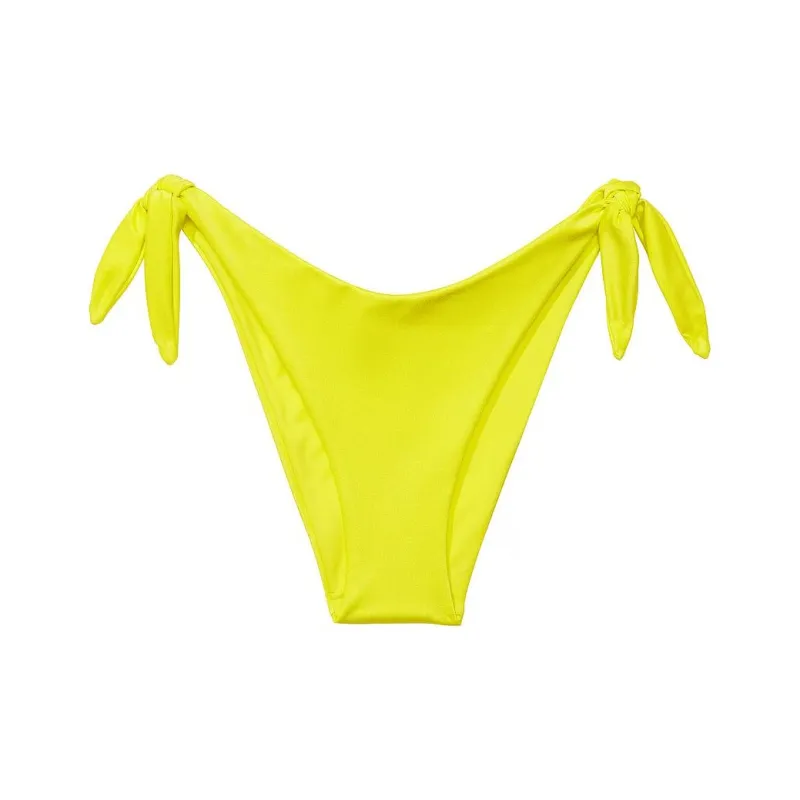 Victoria's Secret PINK Knotted Side-Tie Brazilian Bikini Bottom / Yellow Swimming Shorts Women's Yellow-0