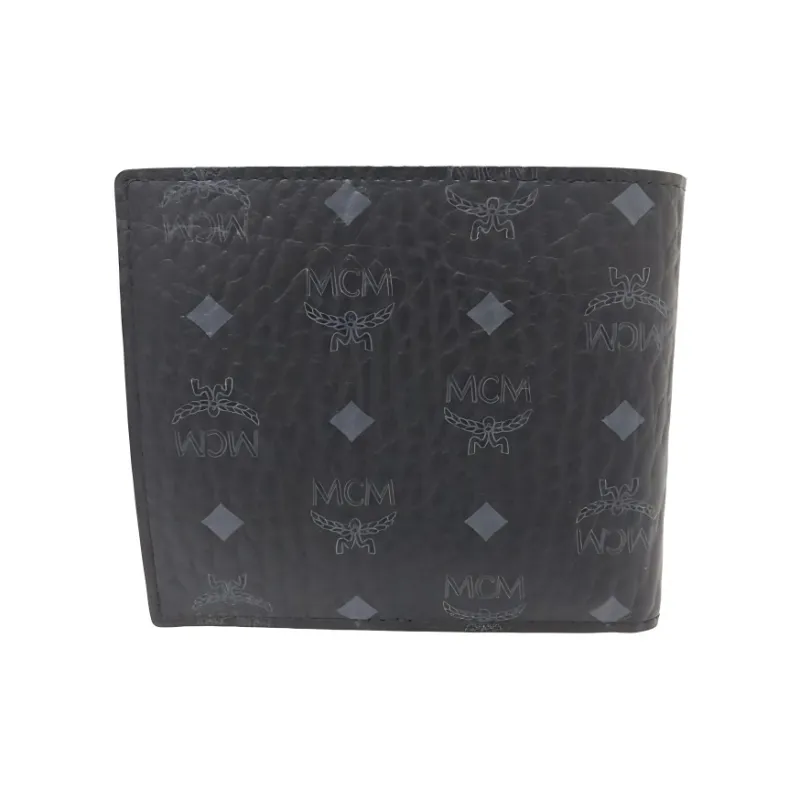 MCM Artificial Leather Bifold Wallet Unisex Black-1