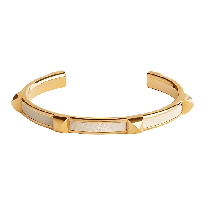HERMES Calfskin, Metal Bracelets Unisex White-0