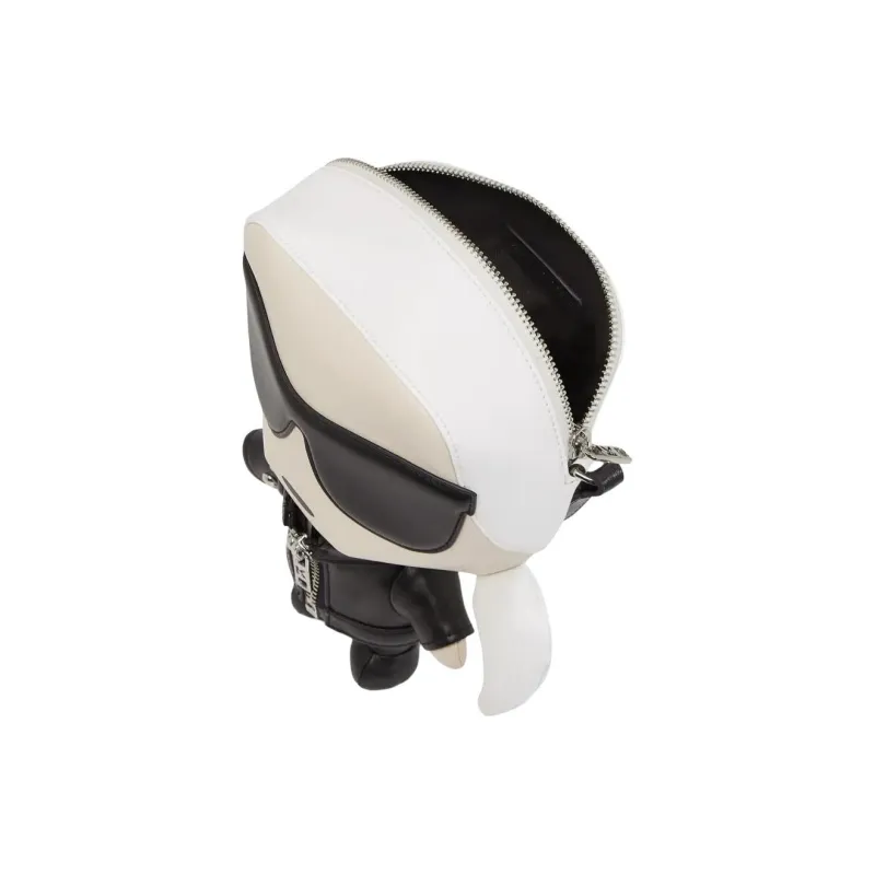 KARL LAGERFELD IKON PU Shoulder Bag, Crossbody Bag Women's White & Black-1