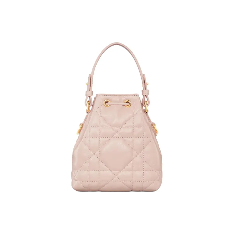 DIOR Caro Sheepskin Bucket Bag, Shoulder Bag, Crossbody Bag, Handbag Mini Women's Rouge Pink-2