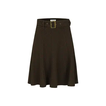 URBAN REVIVO Casual Short Skirts Women's Dark Brown Plaid