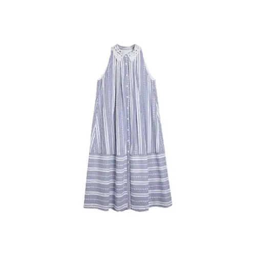RTNH Sleeveless Dresses Women's Blue White Stripes
