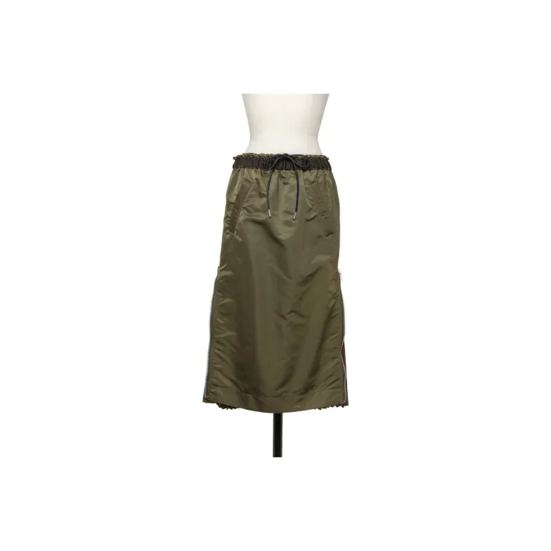 Sacai Pleat panelled Midi Skirt-0