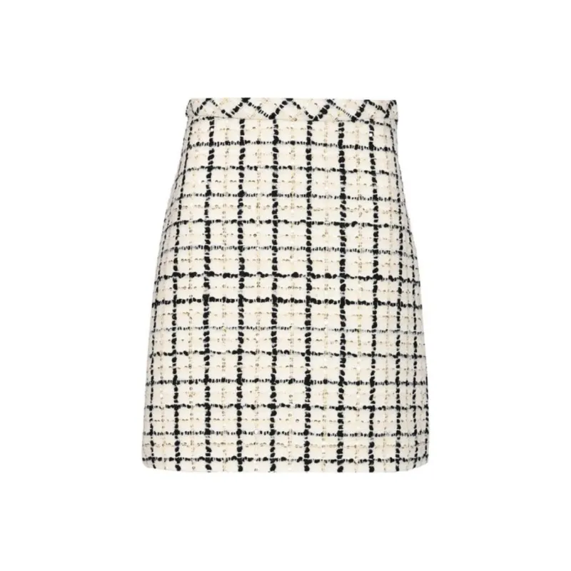 Valentino Checked Tweed Mini Skirt-0