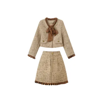 XUANSHU Skirt Set Women's Coffee