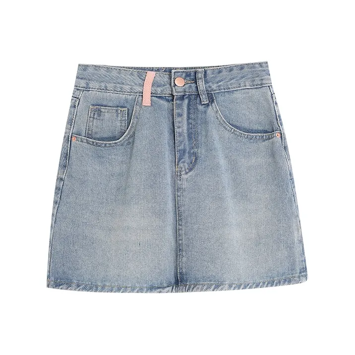 ZVJH Denim Short Skirts Women's Vintage Blue-0