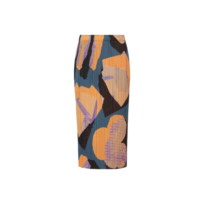 PLEATS PLEASE ISSEY MIYAKE Meteorite Casual Long Skirt Women's Gray Marine Blue-0