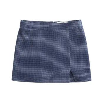 Hollister Casual Short Skirts Women's Marine Blue Plaid