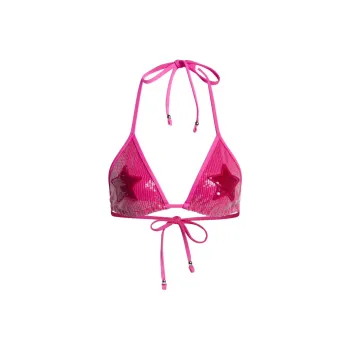 Adidas Ivy Park Sequin Triangle Bikini Top Shock Pink